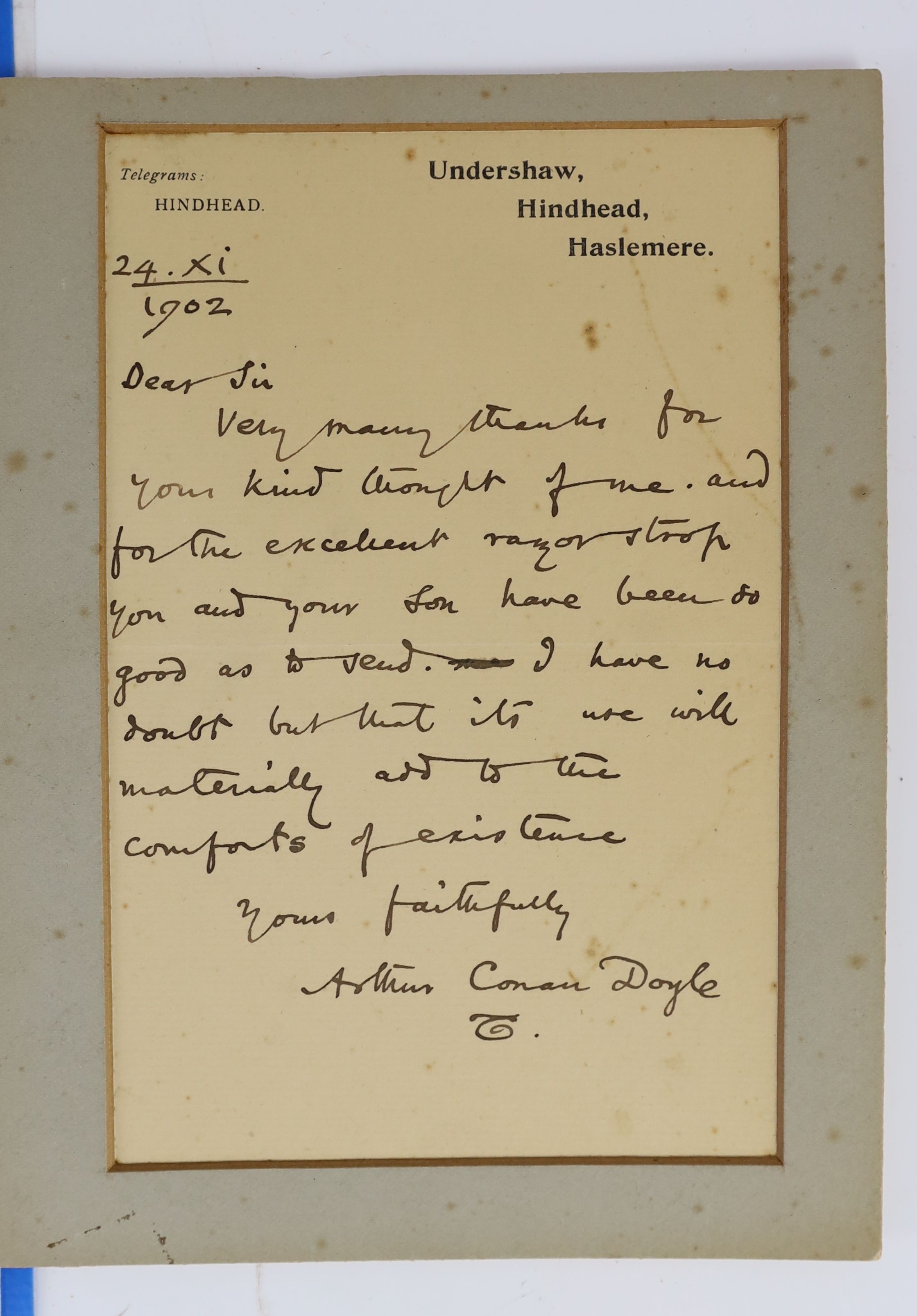 Doyle, Arthur Conan, Sir - Autograph letter